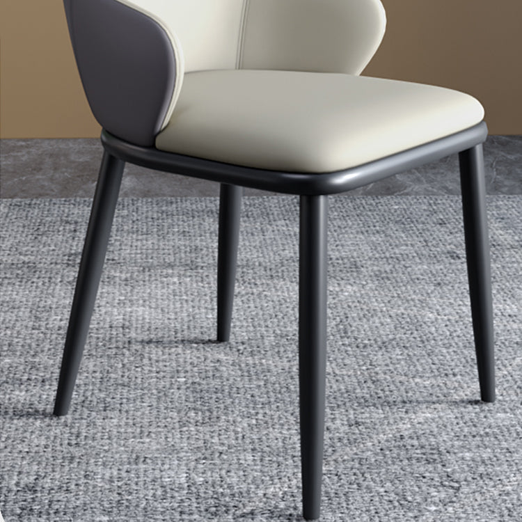 Modern Dining Room Chairs Matte Finish Leather Curved Parsons Arm Chair Clearhalo ' kitchen&dining_furn' 'Dining Chairs' 'Dining Tables & Seating' 'dining_chair' 'furn' 'furn_dining_chair' 'Furniture' 'furniture_dining_chair' 'Kitchen & Dining Furniture' 'kitchen' 4523530