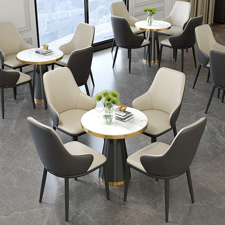 Modern Dining Room Chairs Matte Finish Leather Curved Parsons Arm Chair Clearhalo ' kitchen&dining_furn' 'Dining Chairs' 'Dining Tables & Seating' 'dining_chair' 'furn' 'furn_dining_chair' 'Furniture' 'furniture_dining_chair' 'Kitchen & Dining Furniture' 'kitchen' 4523533