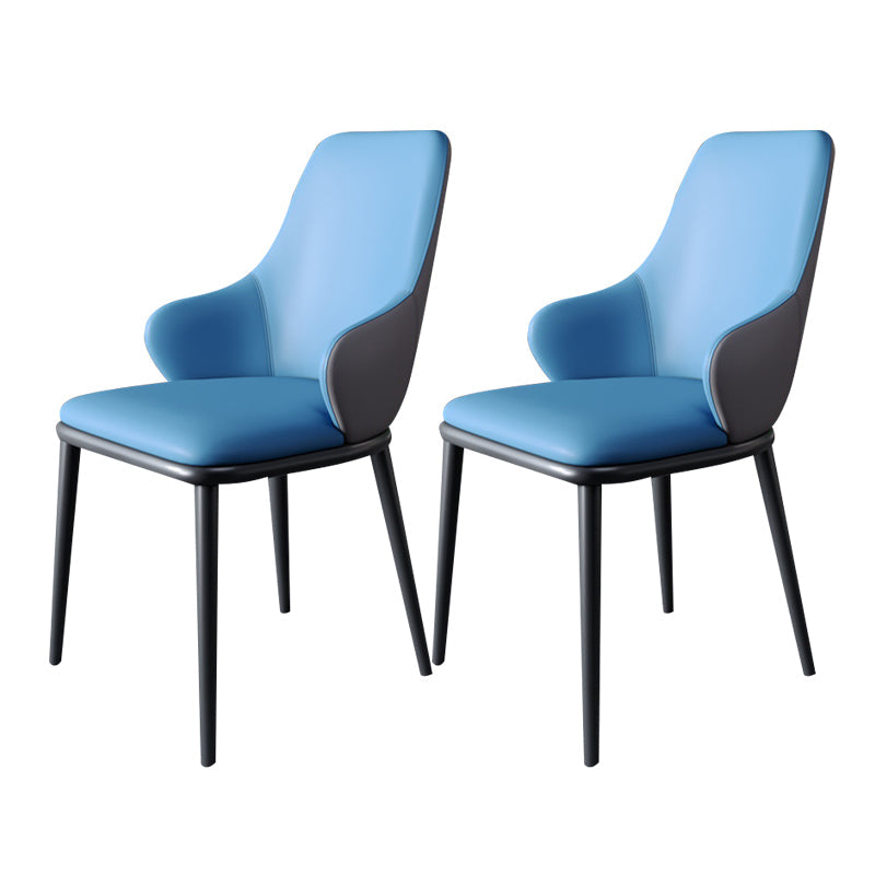 Modern Dining Room Chairs Matte Finish Leather Curved Parsons Arm Chair Blue 2 Piece Set Clearhalo ' kitchen&dining_furn' 'Dining Chairs' 'Dining Tables & Seating' 'dining_chair' 'furn' 'furn_dining_chair' 'Furniture' 'furniture_dining_chair' 'Kitchen & Dining Furniture' 'kitchen' 4523536