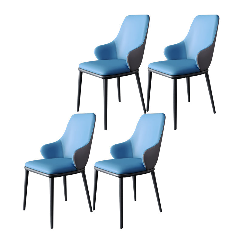 Modern Dining Room Chairs Matte Finish Leather Curved Parsons Arm Chair Blue 4 Piece Set Clearhalo ' kitchen&dining_furn' 'Dining Chairs' 'Dining Tables & Seating' 'dining_chair' 'furn' 'furn_dining_chair' 'Furniture' 'furniture_dining_chair' 'Kitchen & Dining Furniture' 'kitchen' 4523537