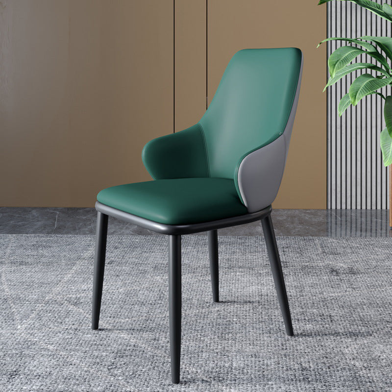 Modern Dining Room Chairs Matte Finish Leather Curved Parsons Arm Chair Green 1 Piece Clearhalo ' kitchen&dining_furn' 'Dining Chairs' 'Dining Tables & Seating' 'dining_chair' 'furn' 'furn_dining_chair' 'Furniture' 'furniture_dining_chair' 'Kitchen & Dining Furniture' 'kitchen' 4523538