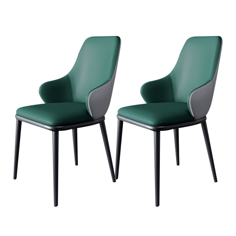 Modern Dining Room Chairs Matte Finish Leather Curved Parsons Arm Chair Green 2 Piece Set Clearhalo ' kitchen&dining_furn' 'Dining Chairs' 'Dining Tables & Seating' 'dining_chair' 'furn' 'furn_dining_chair' 'Furniture' 'furniture_dining_chair' 'Kitchen & Dining Furniture' 'kitchen' 4523539