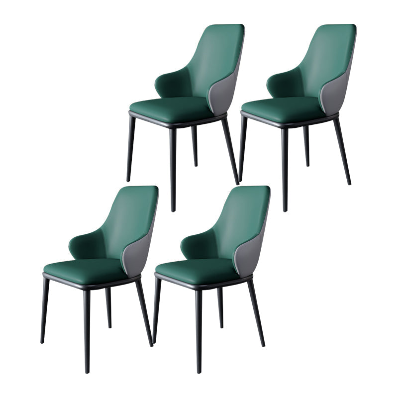 Modern Dining Room Chairs Matte Finish Leather Curved Parsons Arm Chair Green 4 Piece Set Clearhalo ' kitchen&dining_furn' 'Dining Chairs' 'Dining Tables & Seating' 'dining_chair' 'furn' 'furn_dining_chair' 'Furniture' 'furniture_dining_chair' 'Kitchen & Dining Furniture' 'kitchen' 4523540