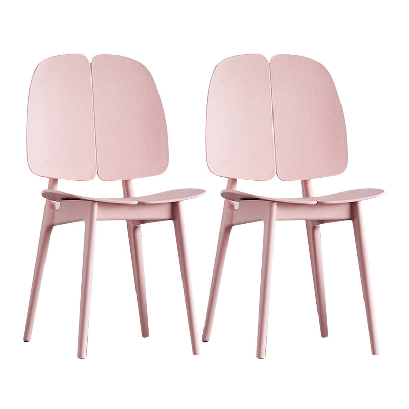Contemporary Dining and Accent Chairs Indoor-Outdoor Plastic Open Back Side Chair Pink 2 Piece Set Clearhalo ' kitchen&dining_furn' 'Dining Chairs' 'Dining Tables & Seating' 'dining_chair' 'furn' 'furn_dining_chair' 'Furniture' 'furniture_dining_chair' 'Kitchen & Dining Furniture' 'kitchen' 4523590