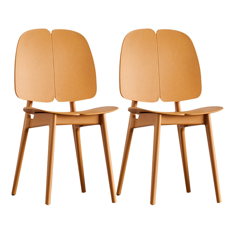 Contemporary Dining and Accent Chairs Indoor-Outdoor Plastic Open Back Side Chair Yellow 2 Piece Set Clearhalo ' kitchen&dining_furn' 'Dining Chairs' 'Dining Tables & Seating' 'dining_chair' 'furn' 'furn_dining_chair' 'Furniture' 'furniture_dining_chair' 'Kitchen & Dining Furniture' 'kitchen' 4523595