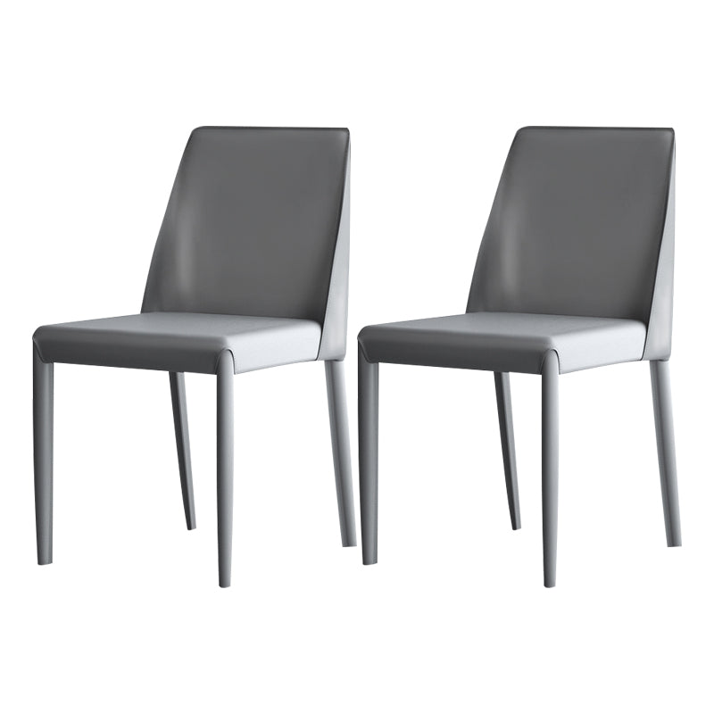 Designer Style Home Solid Back Side Chair Leather Matte Finish Dining Chair Grey 2 Piece Set Clearhalo ' kitchen&dining_furn' 'Dining Chairs' 'Dining Tables & Seating' 'dining_chair' 'furn' 'furn_dining_chair' 'Furniture' 'furniture_dining_chair' 'Kitchen & Dining Furniture' 'kitchen' 4523604