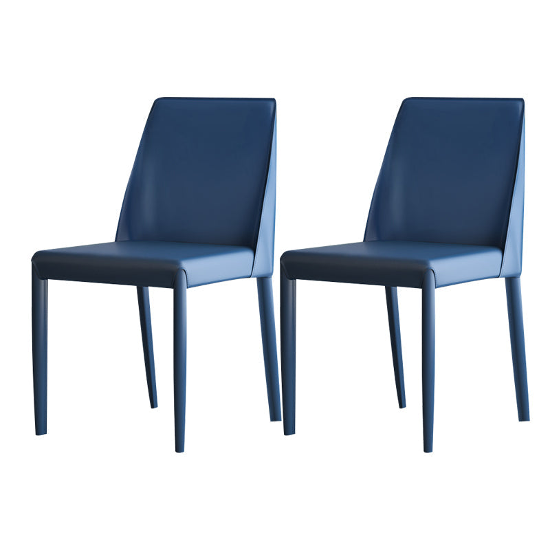 Designer Style Home Solid Back Side Chair Leather Matte Finish Dining Chair Blue 2 Piece Set Clearhalo ' kitchen&dining_furn' 'Dining Chairs' 'Dining Tables & Seating' 'dining_chair' 'furn' 'furn_dining_chair' 'Furniture' 'furniture_dining_chair' 'Kitchen & Dining Furniture' 'kitchen' 4523607
