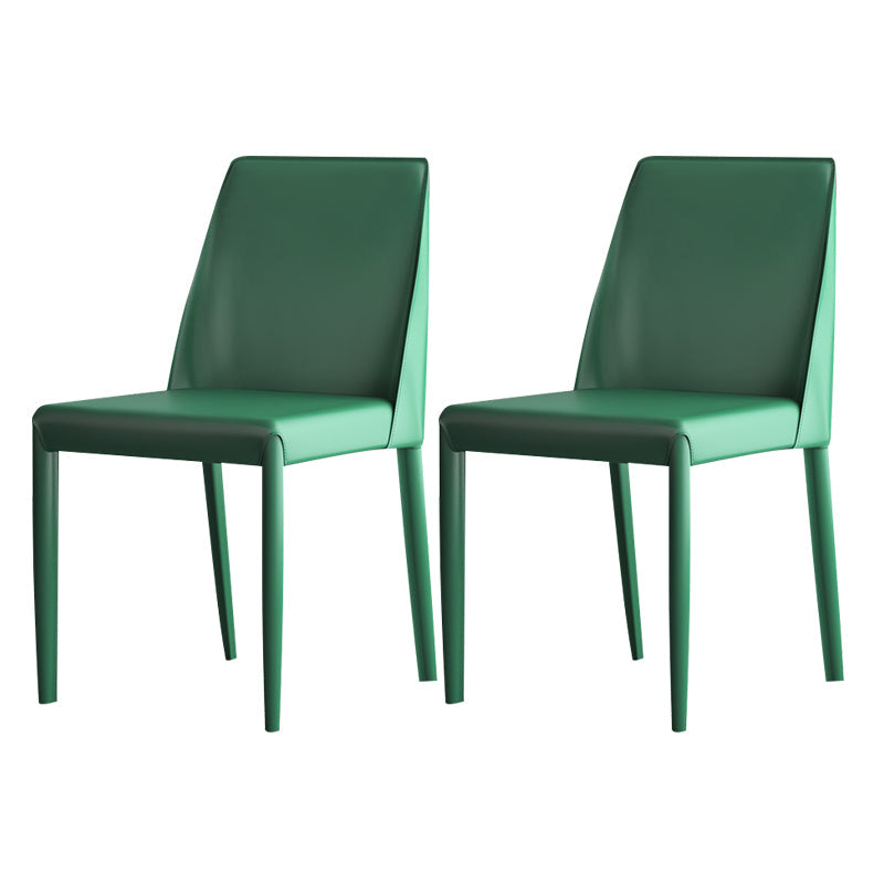 Designer Style Home Solid Back Side Chair Leather Matte Finish Dining Chair Dark Green 2 Piece Set Clearhalo ' kitchen&dining_furn' 'Dining Chairs' 'Dining Tables & Seating' 'dining_chair' 'furn' 'furn_dining_chair' 'Furniture' 'furniture_dining_chair' 'Kitchen & Dining Furniture' 'kitchen' 4523611