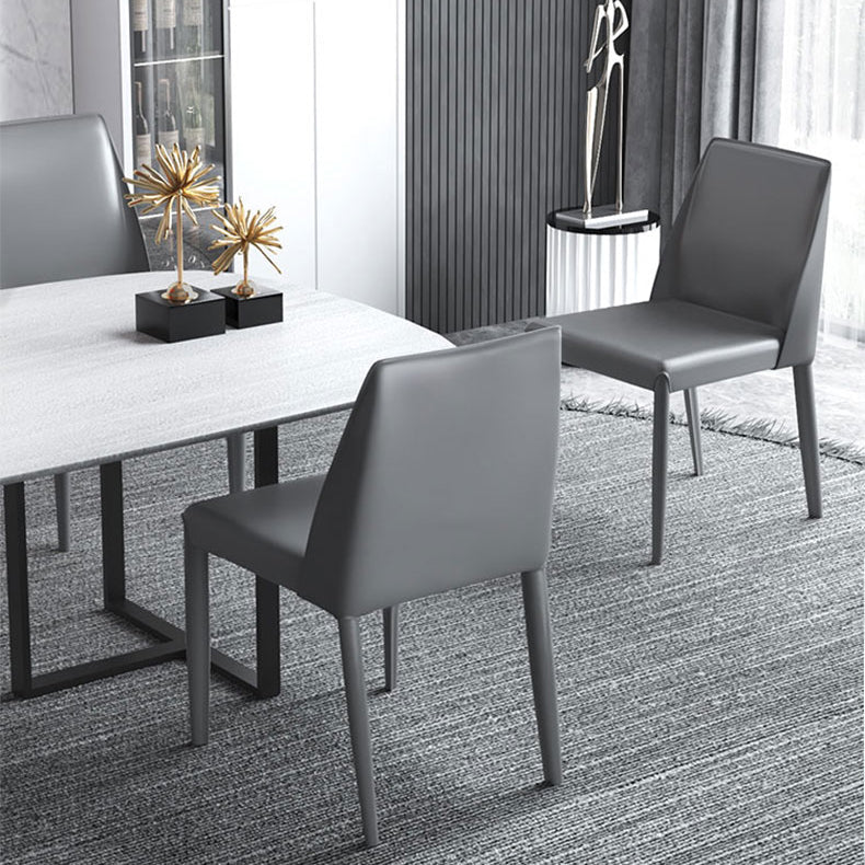 Designer Style Home Solid Back Side Chair Leather Matte Finish Dining Chair Clearhalo ' kitchen&dining_furn' 'Dining Chairs' 'Dining Tables & Seating' 'dining_chair' 'furn' 'furn_dining_chair' 'Furniture' 'furniture_dining_chair' 'Kitchen & Dining Furniture' 'kitchen' 4523619