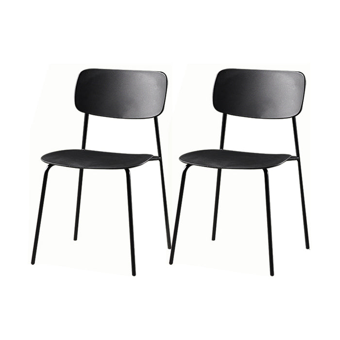 Contemporary Style Dining Chair Dining Armless Stackable Side Chair with Metal Legs Black 2 Piece Set Clearhalo ' kitchen&dining_furn' 'Dining Chairs' 'Dining Tables & Seating' 'dining_chair' 'furn' 'furn_dining_chair' 'Furniture' 'furniture_dining_chair' 'Kitchen & Dining Furniture' 'kitchen' 4523625
