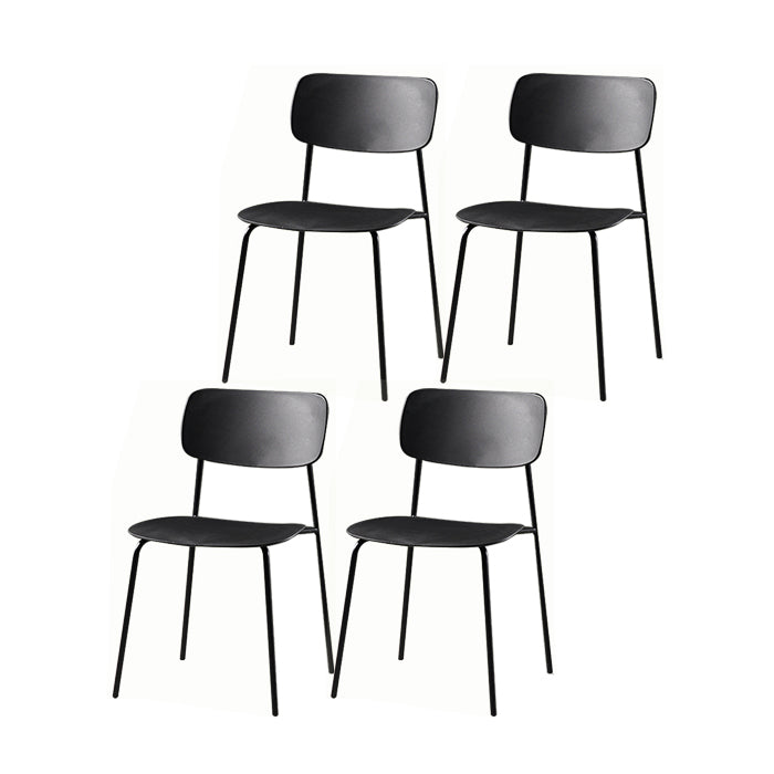 Contemporary Style Dining Chair Dining Armless Stackable Side Chair with Metal Legs Black 4 Piece Set Clearhalo ' kitchen&dining_furn' 'Dining Chairs' 'Dining Tables & Seating' 'dining_chair' 'furn' 'furn_dining_chair' 'Furniture' 'furniture_dining_chair' 'Kitchen & Dining Furniture' 'kitchen' 4523627
