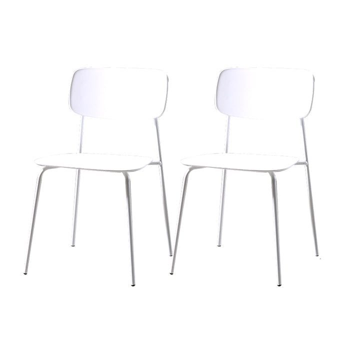 Contemporary Style Dining Chair Dining Armless Stackable Side Chair with Metal Legs White 2 Piece Set Clearhalo ' kitchen&dining_furn' 'Dining Chairs' 'Dining Tables & Seating' 'dining_chair' 'furn' 'furn_dining_chair' 'Furniture' 'furniture_dining_chair' 'Kitchen & Dining Furniture' 'kitchen' 4523631