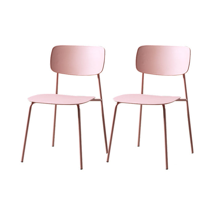 Contemporary Style Dining Chair Dining Armless Stackable Side Chair with Metal Legs Pink 2 Piece Set Clearhalo ' kitchen&dining_furn' 'Dining Chairs' 'Dining Tables & Seating' 'dining_chair' 'furn' 'furn_dining_chair' 'Furniture' 'furniture_dining_chair' 'Kitchen & Dining Furniture' 'kitchen' 4523636