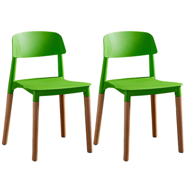 Scandinavian Design Open Back Dining Side Chairs Plastic Dining Armless Chair Green 2 Piece Set Clearhalo ' kitchen&dining_furn' 'Dining Chairs' 'Dining Tables & Seating' 'dining_chair' 'furn' 'furn_dining_chair' 'Furniture' 'furniture_dining_chair' 'Kitchen & Dining Furniture' 'kitchen' 4523657