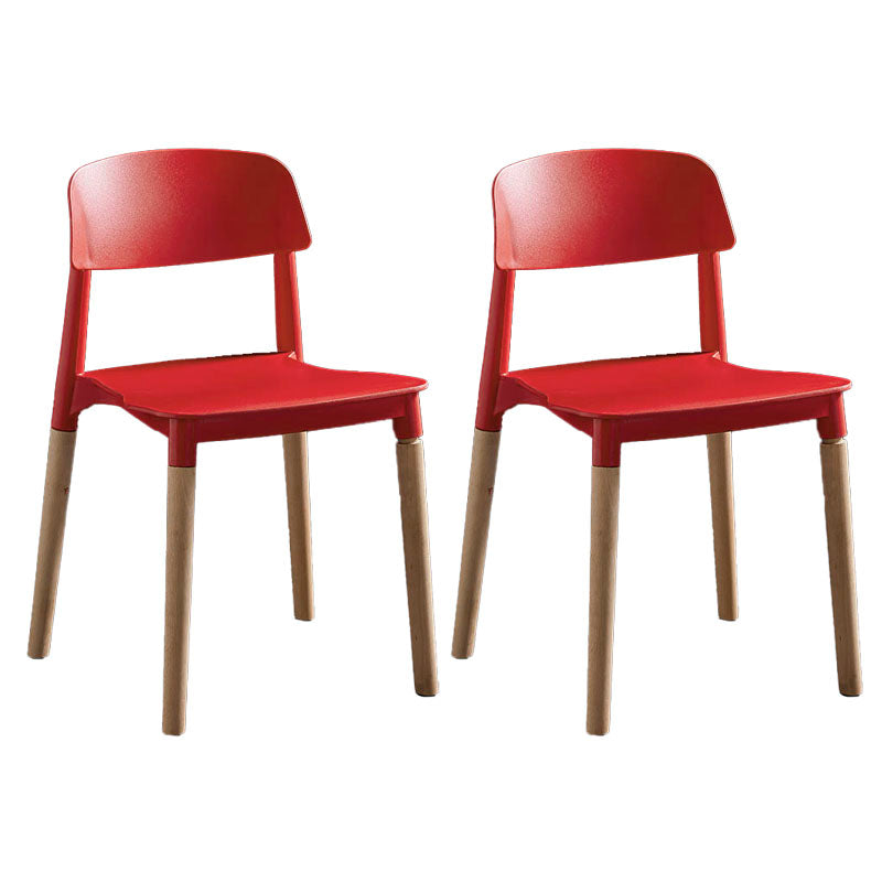 Scandinavian Design Open Back Dining Side Chairs Plastic Dining Armless Chair Red 2 Piece Set Clearhalo ' kitchen&dining_furn' 'Dining Chairs' 'Dining Tables & Seating' 'dining_chair' 'furn' 'furn_dining_chair' 'Furniture' 'furniture_dining_chair' 'Kitchen & Dining Furniture' 'kitchen' 4523658