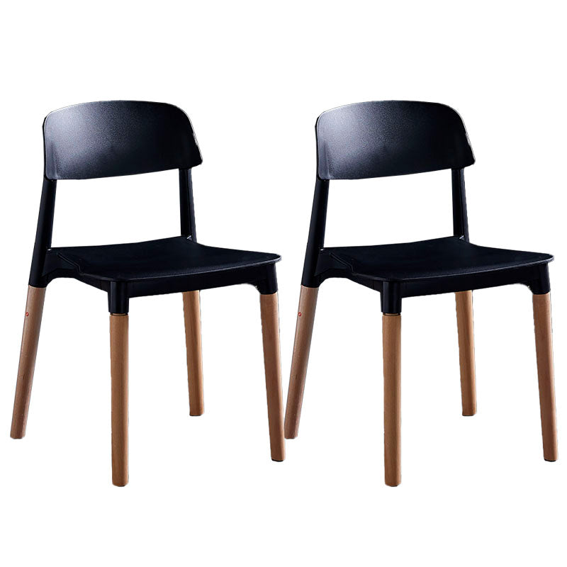 Scandinavian Design Open Back Dining Side Chairs Plastic Dining Armless Chair Black 2 Piece Set Clearhalo ' kitchen&dining_furn' 'Dining Chairs' 'Dining Tables & Seating' 'dining_chair' 'furn' 'furn_dining_chair' 'Furniture' 'furniture_dining_chair' 'Kitchen & Dining Furniture' 'kitchen' 4523660