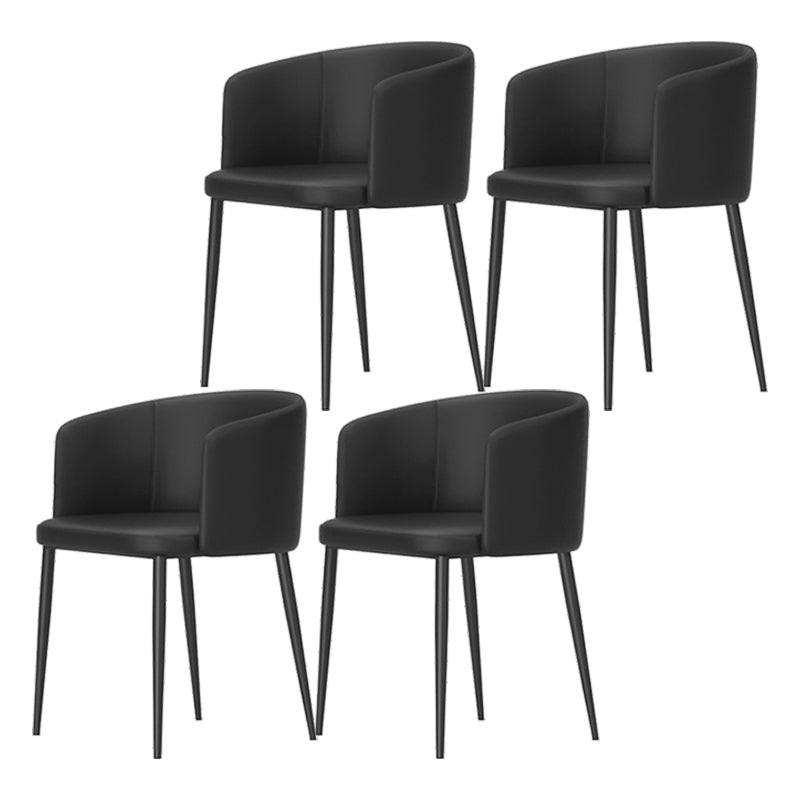 Modern Home Solid Back Arm Chair Upholstered Matte Finish Dining Chair Black 4 Piece Set Clearhalo ' kitchen&dining_furn' 'Dining Chairs' 'Dining Tables & Seating' 'dining_chair' 'furn' 'furn_dining_chair' 'Furniture' 'furniture_dining_chair' 'Kitchen & Dining Furniture' 'kitchen' 4523675