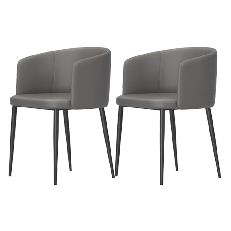 Modern Home Solid Back Arm Chair Upholstered Matte Finish Dining Chair Dark Gray 2 Piece Set Clearhalo ' kitchen&dining_furn' 'Dining Chairs' 'Dining Tables & Seating' 'dining_chair' 'furn' 'furn_dining_chair' 'Furniture' 'furniture_dining_chair' 'Kitchen & Dining Furniture' 'kitchen' 4523680