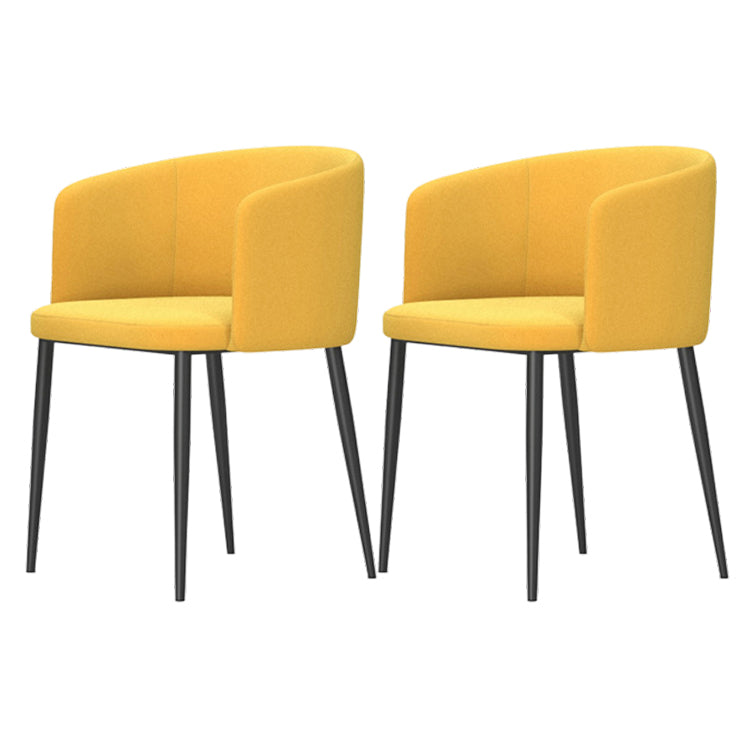 Modern Home Solid Back Arm Chair Upholstered Matte Finish Dining Chair Yellow 2 Piece Set Clearhalo ' kitchen&dining_furn' 'Dining Chairs' 'Dining Tables & Seating' 'dining_chair' 'furn' 'furn_dining_chair' 'Furniture' 'furniture_dining_chair' 'Kitchen & Dining Furniture' 'kitchen' 4523688