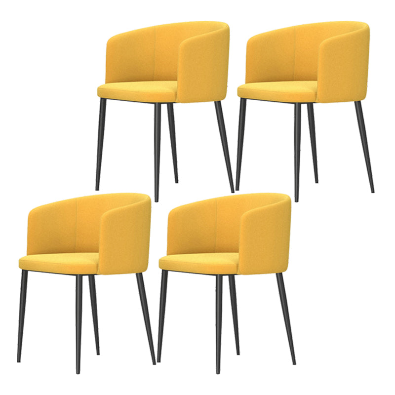 Modern Home Solid Back Arm Chair Upholstered Matte Finish Dining Chair Yellow 4 Piece Set Clearhalo ' kitchen&dining_furn' 'Dining Chairs' 'Dining Tables & Seating' 'dining_chair' 'furn' 'furn_dining_chair' 'Furniture' 'furniture_dining_chair' 'Kitchen & Dining Furniture' 'kitchen' 4523691
