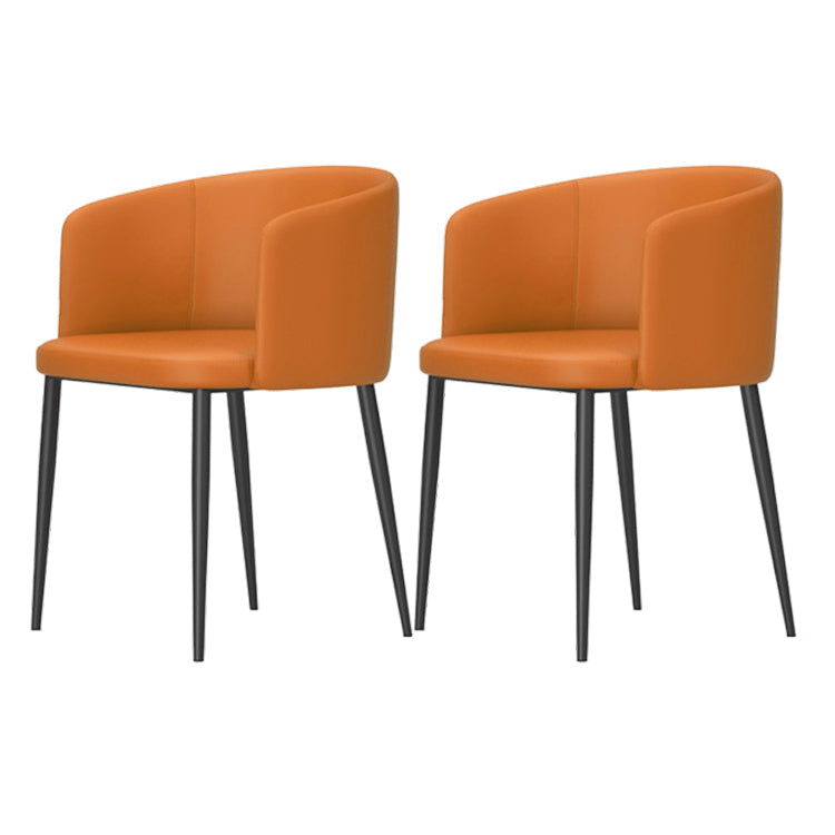 Modern Home Solid Back Arm Chair Upholstered Matte Finish Dining Chair Orange 2 Piece Set Clearhalo ' kitchen&dining_furn' 'Dining Chairs' 'Dining Tables & Seating' 'dining_chair' 'furn' 'furn_dining_chair' 'Furniture' 'furniture_dining_chair' 'Kitchen & Dining Furniture' 'kitchen' 4523693