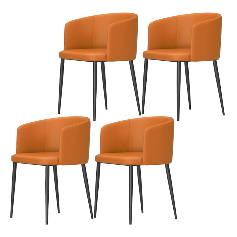Modern Home Solid Back Arm Chair Upholstered Matte Finish Dining Chair Orange 4 Piece Set Clearhalo ' kitchen&dining_furn' 'Dining Chairs' 'Dining Tables & Seating' 'dining_chair' 'furn' 'furn_dining_chair' 'Furniture' 'furniture_dining_chair' 'Kitchen & Dining Furniture' 'kitchen' 4523694