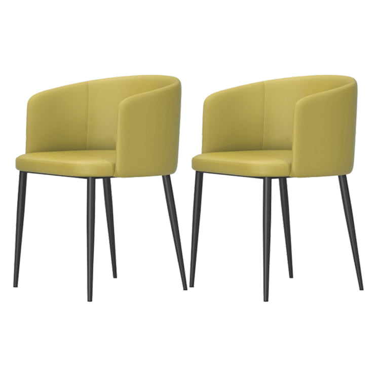 Modern Home Solid Back Arm Chair Upholstered Matte Finish Dining Chair Lemon Yellow 2 Piece Set Clearhalo ' kitchen&dining_furn' 'Dining Chairs' 'Dining Tables & Seating' 'dining_chair' 'furn' 'furn_dining_chair' 'Furniture' 'furniture_dining_chair' 'Kitchen & Dining Furniture' 'kitchen' 4523697