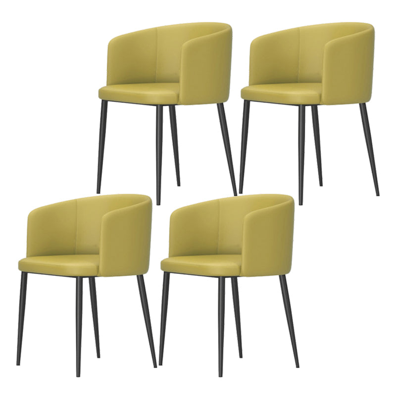 Modern Home Solid Back Arm Chair Upholstered Matte Finish Dining Chair Lemon Yellow 4 Piece Set Clearhalo ' kitchen&dining_furn' 'Dining Chairs' 'Dining Tables & Seating' 'dining_chair' 'furn' 'furn_dining_chair' 'Furniture' 'furniture_dining_chair' 'Kitchen & Dining Furniture' 'kitchen' 4523698