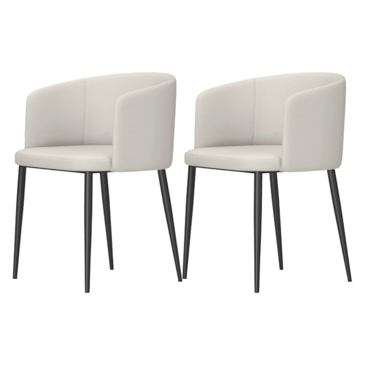 Modern Home Solid Back Arm Chair Upholstered Matte Finish Dining Chair Cream Gray 2 Piece Set Clearhalo ' kitchen&dining_furn' 'Dining Chairs' 'Dining Tables & Seating' 'dining_chair' 'furn' 'furn_dining_chair' 'Furniture' 'furniture_dining_chair' 'Kitchen & Dining Furniture' 'kitchen' 4523699