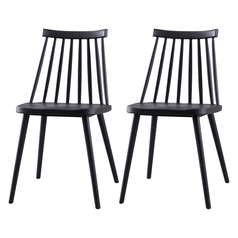 Scandinavian Plastic Kitchen Room Chair Slat Back Side Chair Black Set of 2 Clearhalo ' kitchen&dining_furn' 'Dining Chairs' 'Dining Tables & Seating' 'dining_chair' 'Furniture' 'furniture_dining_chair' 'Kitchen & Dining Furniture' 'kitchen' 4523708