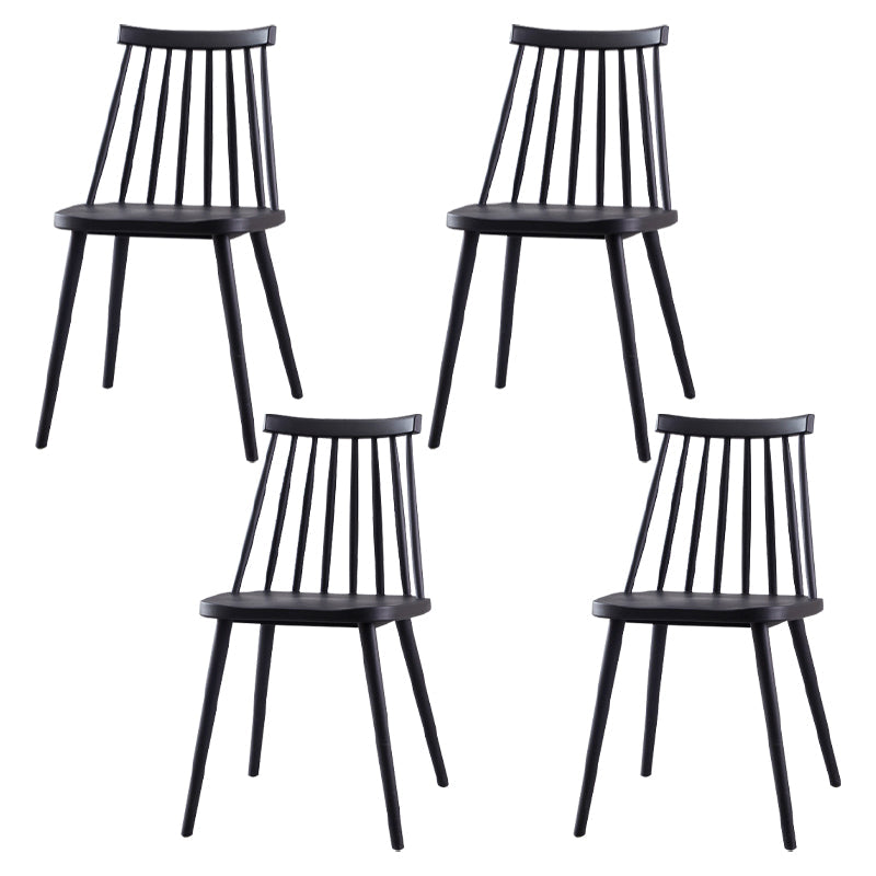Scandinavian Plastic Kitchen Room Chair Slat Back Side Chair Black Set of 4 Clearhalo ' kitchen&dining_furn' 'Dining Chairs' 'Dining Tables & Seating' 'dining_chair' 'Furniture' 'furniture_dining_chair' 'Kitchen & Dining Furniture' 'kitchen' 4523711