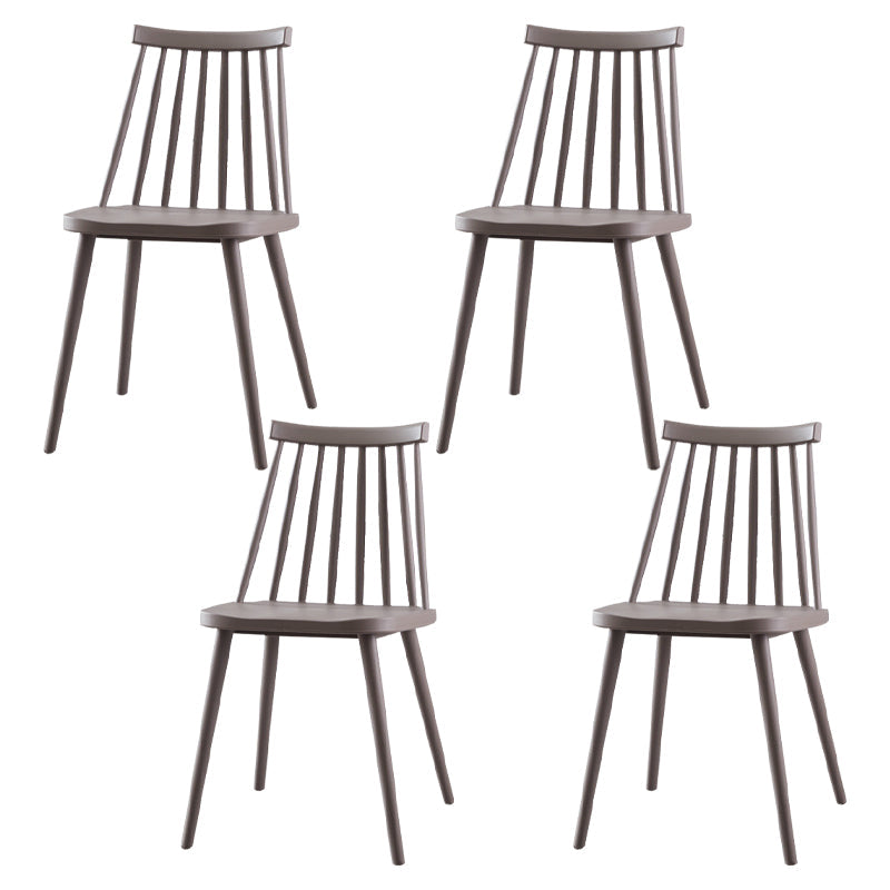 Scandinavian Plastic Kitchen Room Chair Slat Back Side Chair Grey Set of 4 Clearhalo ' kitchen&dining_furn' 'Dining Chairs' 'Dining Tables & Seating' 'dining_chair' 'Furniture' 'furniture_dining_chair' 'Kitchen & Dining Furniture' 'kitchen' 4523716