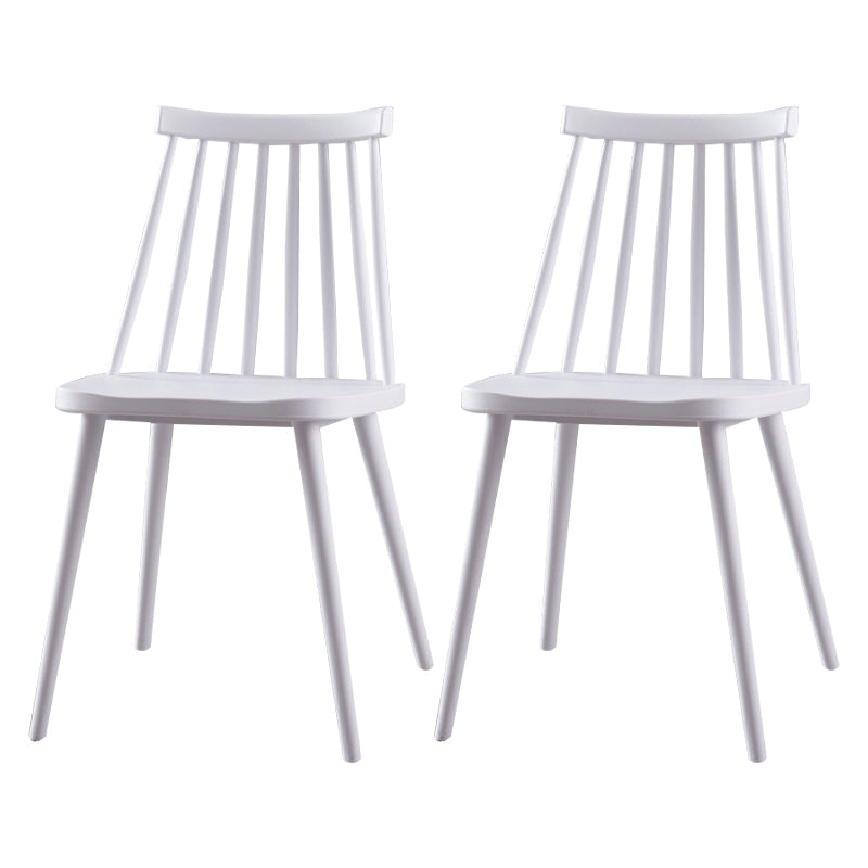 Scandinavian Plastic Kitchen Room Chair Slat Back Side Chair White Set of 2 Clearhalo ' kitchen&dining_furn' 'Dining Chairs' 'Dining Tables & Seating' 'dining_chair' 'Furniture' 'furniture_dining_chair' 'Kitchen & Dining Furniture' 'kitchen' 4523720