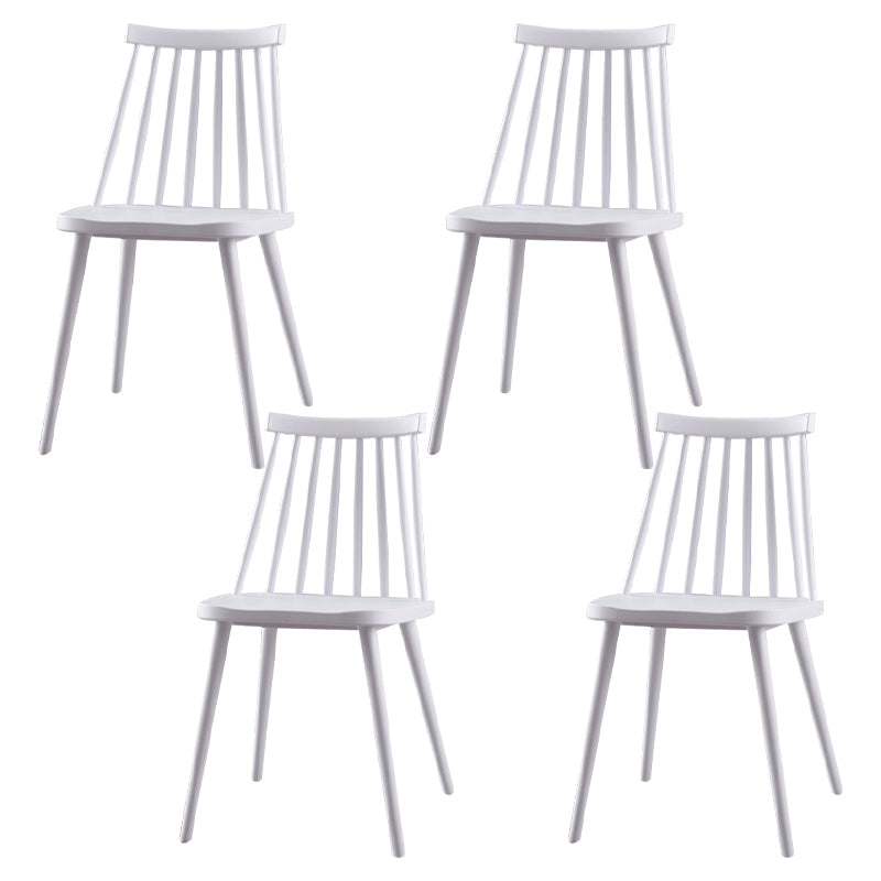 Scandinavian Plastic Kitchen Room Chair Slat Back Side Chair White Set of 4 Clearhalo ' kitchen&dining_furn' 'Dining Chairs' 'Dining Tables & Seating' 'dining_chair' 'Furniture' 'furniture_dining_chair' 'Kitchen & Dining Furniture' 'kitchen' 4523723