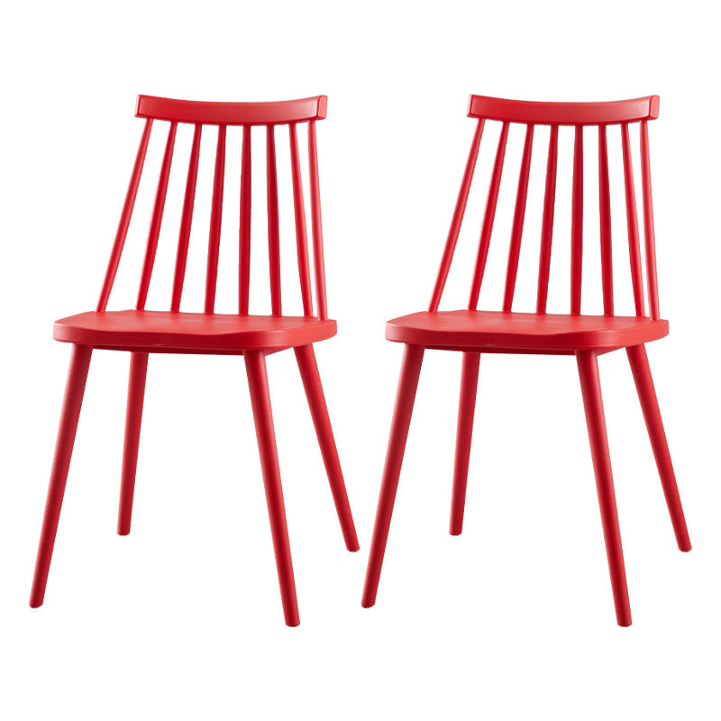 Scandinavian Plastic Kitchen Room Chair Slat Back Side Chair Red Set of 2 Clearhalo ' kitchen&dining_furn' 'Dining Chairs' 'Dining Tables & Seating' 'dining_chair' 'Furniture' 'furniture_dining_chair' 'Kitchen & Dining Furniture' 'kitchen' 4523726