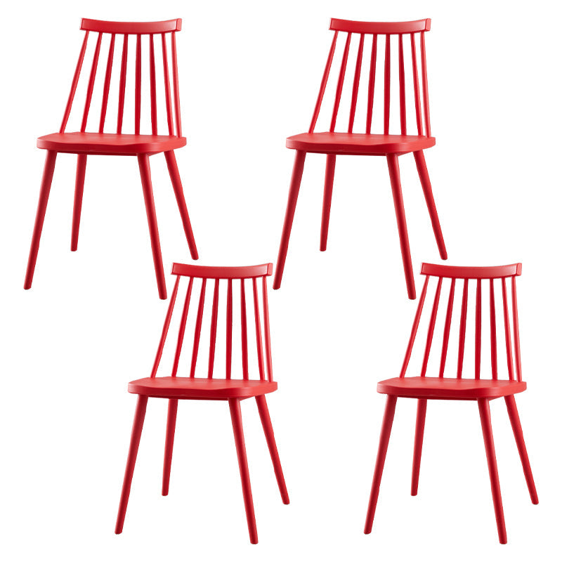 Scandinavian Plastic Kitchen Room Chair Slat Back Side Chair Red Set of 4 Clearhalo ' kitchen&dining_furn' 'Dining Chairs' 'Dining Tables & Seating' 'dining_chair' 'Furniture' 'furniture_dining_chair' 'Kitchen & Dining Furniture' 'kitchen' 4523727