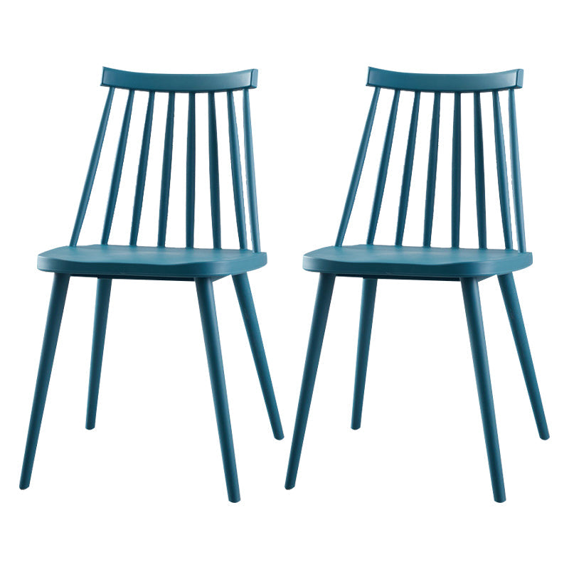 Scandinavian Plastic Kitchen Room Chair Slat Back Side Chair Dark Blue Set of 2 Clearhalo ' kitchen&dining_furn' 'Dining Chairs' 'Dining Tables & Seating' 'dining_chair' 'Furniture' 'furniture_dining_chair' 'Kitchen & Dining Furniture' 'kitchen' 4523732