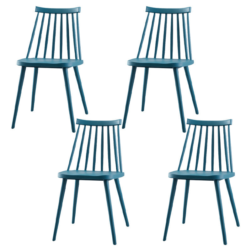 Scandinavian Plastic Kitchen Room Chair Slat Back Side Chair Dark Blue Set of 4 Clearhalo ' kitchen&dining_furn' 'Dining Chairs' 'Dining Tables & Seating' 'dining_chair' 'Furniture' 'furniture_dining_chair' 'Kitchen & Dining Furniture' 'kitchen' 4523733