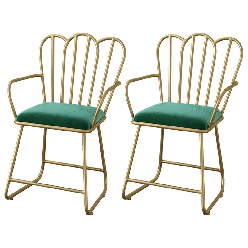 Glam Velvet Dining Room Chair Metal Dining Side Arm Chair for Restaurant Use Blackish Green 2 Piece Set Clearhalo ' kitchen&dining_furn' 'Dining Chairs' 'Dining Tables & Seating' 'dining_chair' 'furn' 'furn_dining_chair' 'Furniture' 'furniture_dining_chair' 'Kitchen & Dining Furniture' 'kitchen' 4523737