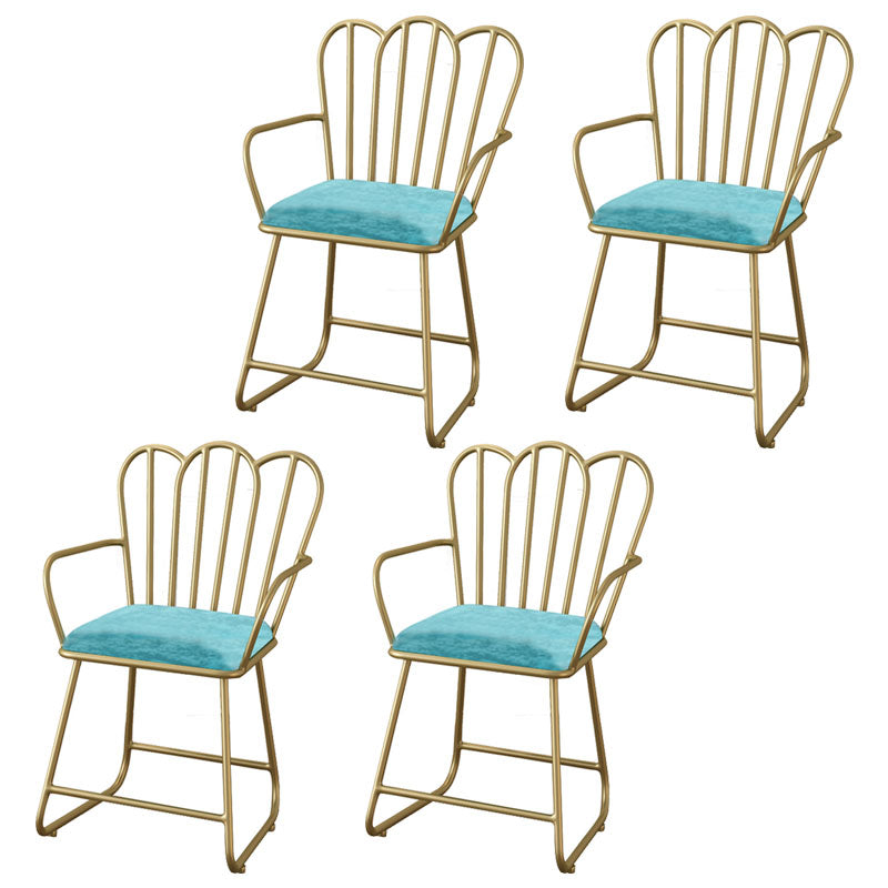 Glam Velvet Dining Room Chair Metal Dining Side Arm Chair for Restaurant Use Sky Blue 4 Piece Set Clearhalo ' kitchen&dining_furn' 'Dining Chairs' 'Dining Tables & Seating' 'dining_chair' 'furn' 'furn_dining_chair' 'Furniture' 'furniture_dining_chair' 'Kitchen & Dining Furniture' 'kitchen' 4523745