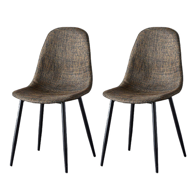 Scandinavian Design Plastic Dining Armless Chairs Solid Back Armless Side Chair Black-Brown 2 Piece Set Black Clearhalo ' kitchen&dining_furn' 'Dining Chairs' 'Dining Tables & Seating' 'dining_chair' 'furn' 'furn_dining_chair' 'Furniture' 'furniture_dining_chair' 'Kitchen & Dining Furniture' 'kitchen' 4523761