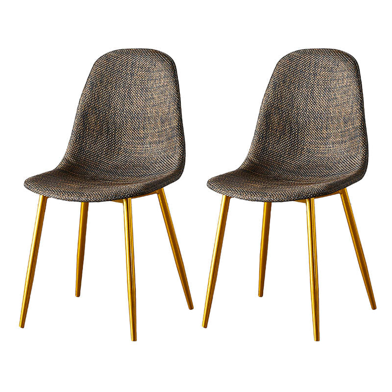 Scandinavian Design Plastic Dining Armless Chairs Solid Back Armless Side Chair Black-Brown 2 Piece Set Brass Gold Clearhalo ' kitchen&dining_furn' 'Dining Chairs' 'Dining Tables & Seating' 'dining_chair' 'furn' 'furn_dining_chair' 'Furniture' 'furniture_dining_chair' 'Kitchen & Dining Furniture' 'kitchen' 4523769