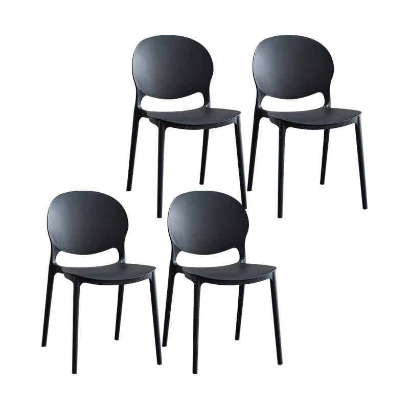 Plastic Scandinavian Indoor-Outdoor Chair Open Back Side Chair Black 4 Piece Set Clearhalo ' kitchen&dining_furn' 'Dining Chairs' 'Dining Tables & Seating' 'dining_chair' 'furn' 'furn_dining_chair' 'Furniture' 'furniture_dining_chair' 'Kitchen & Dining Furniture' 'kitchen' 4523823