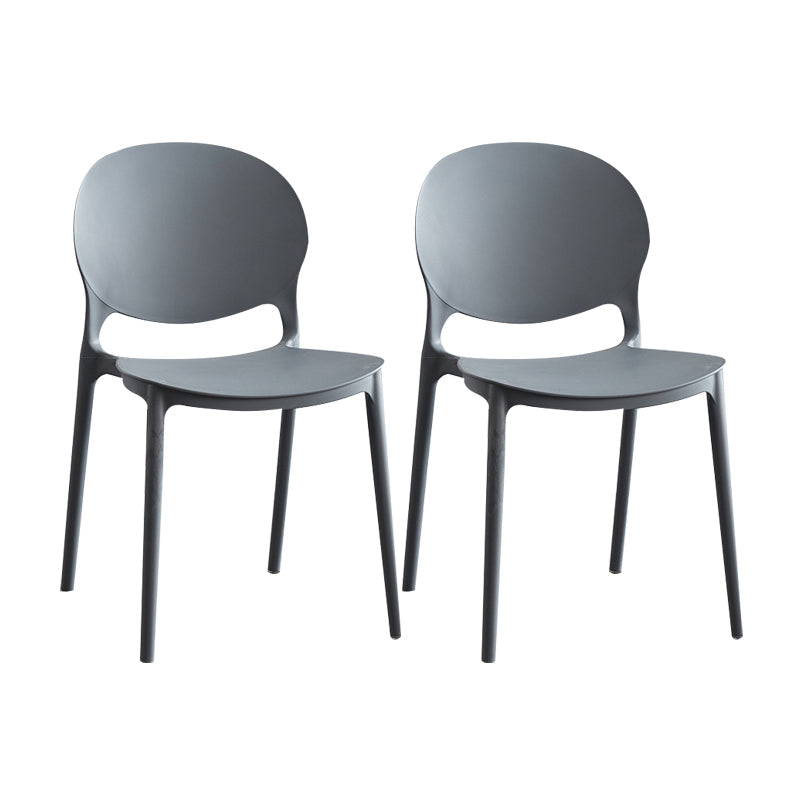 Plastic Scandinavian Indoor-Outdoor Chair Open Back Side Chair Grey 2 Piece Set Clearhalo ' kitchen&dining_furn' 'Dining Chairs' 'Dining Tables & Seating' 'dining_chair' 'furn' 'furn_dining_chair' 'Furniture' 'furniture_dining_chair' 'Kitchen & Dining Furniture' 'kitchen' 4523826