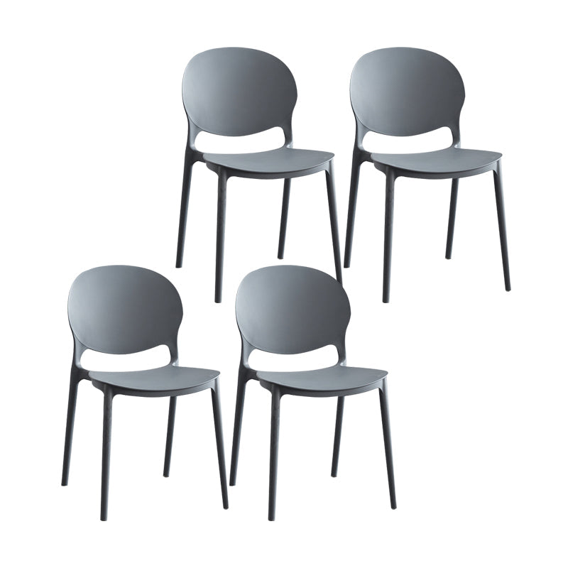 Plastic Scandinavian Indoor-Outdoor Chair Open Back Side Chair Grey 4 Piece Set Clearhalo ' kitchen&dining_furn' 'Dining Chairs' 'Dining Tables & Seating' 'dining_chair' 'furn' 'furn_dining_chair' 'Furniture' 'furniture_dining_chair' 'Kitchen & Dining Furniture' 'kitchen' 4523829