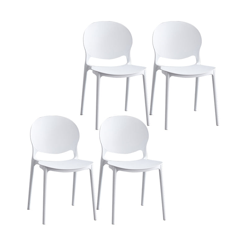 Plastic Scandinavian Indoor-Outdoor Chair Open Back Side Chair White 4 Piece Set Clearhalo ' kitchen&dining_furn' 'Dining Chairs' 'Dining Tables & Seating' 'dining_chair' 'furn' 'furn_dining_chair' 'Furniture' 'furniture_dining_chair' 'Kitchen & Dining Furniture' 'kitchen' 4523835