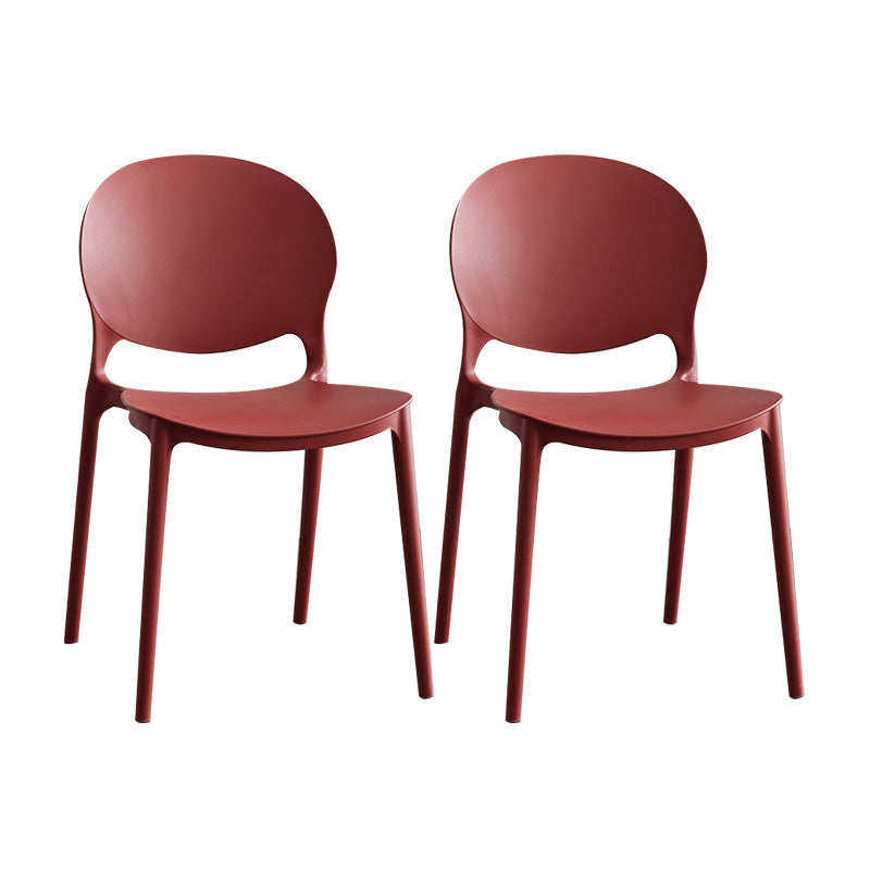 Plastic Scandinavian Indoor-Outdoor Chair Open Back Side Chair Red 2 Piece Set Clearhalo ' kitchen&dining_furn' 'Dining Chairs' 'Dining Tables & Seating' 'dining_chair' 'furn' 'furn_dining_chair' 'Furniture' 'furniture_dining_chair' 'Kitchen & Dining Furniture' 'kitchen' 4523839