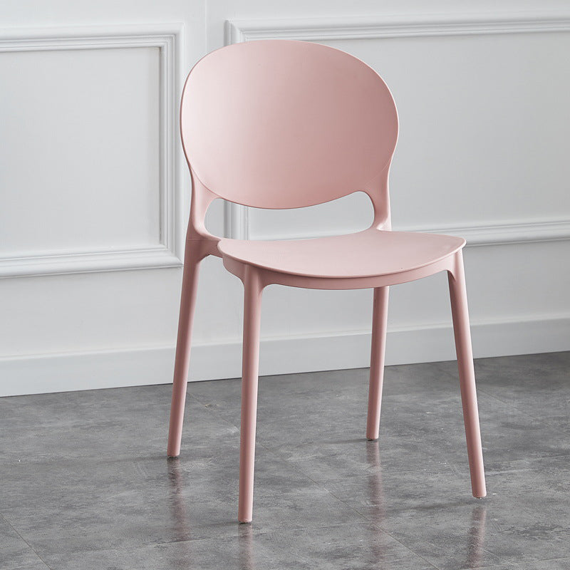 Plastic Scandinavian Indoor-Outdoor Chair Open Back Side Chair Pink 1 Piece Clearhalo ' kitchen&dining_furn' 'Dining Chairs' 'Dining Tables & Seating' 'dining_chair' 'furn' 'furn_dining_chair' 'Furniture' 'furniture_dining_chair' 'Kitchen & Dining Furniture' 'kitchen' 4523842