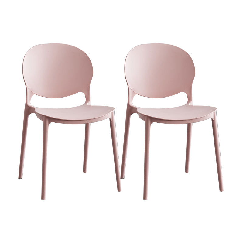 Plastic Scandinavian Indoor-Outdoor Chair Open Back Side Chair Pink 2 Piece Set Clearhalo ' kitchen&dining_furn' 'Dining Chairs' 'Dining Tables & Seating' 'dining_chair' 'furn' 'furn_dining_chair' 'Furniture' 'furniture_dining_chair' 'Kitchen & Dining Furniture' 'kitchen' 4523843