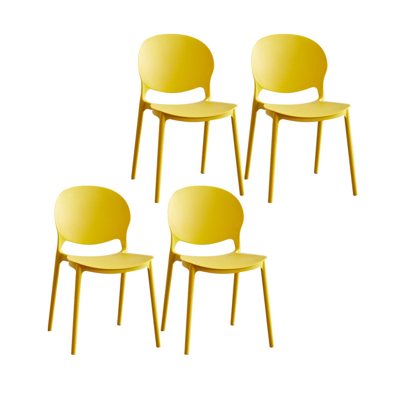 Plastic Scandinavian Indoor-Outdoor Chair Open Back Side Chair Yellow 4 Piece Set Clearhalo ' kitchen&dining_furn' 'Dining Chairs' 'Dining Tables & Seating' 'dining_chair' 'furn' 'furn_dining_chair' 'Furniture' 'furniture_dining_chair' 'Kitchen & Dining Furniture' 'kitchen' 4523847
